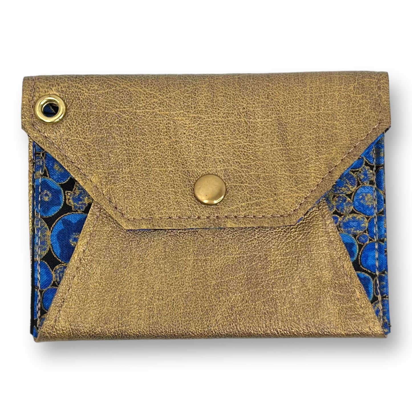 Gold & Blue Envelope Leather Wallet